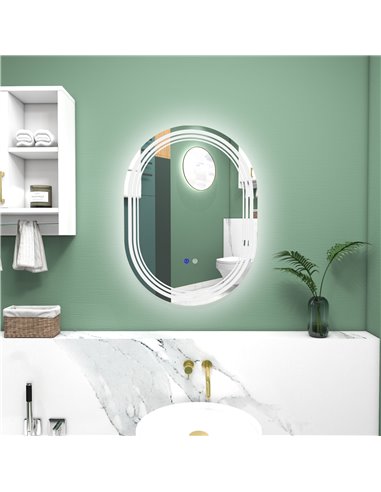 Kleankin 700 x 500mm Bathroom Mirror with LED Lights 834-656V00CR