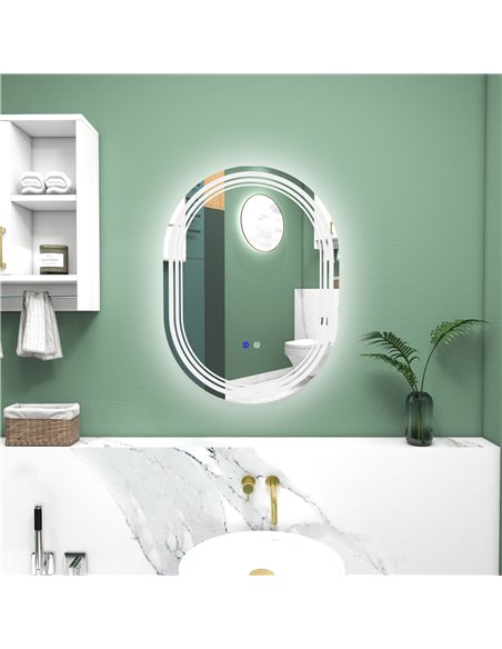 Kleankin 700 x 500mm Bathroom Mirror with LED Lights 834-656V00CR - pic 37462 | FastDaddyshop