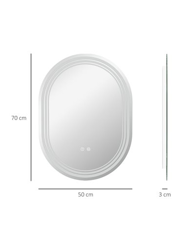 Kleankin 700 x 500mm Bathroom Mirror with LED Lights 834-656V00CR