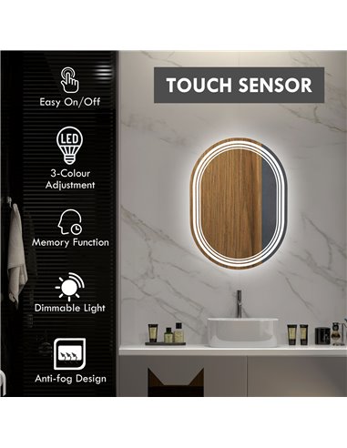 Kleankin 700 x 500mm Bathroom Mirror with LED Lights 834-656V00CR
