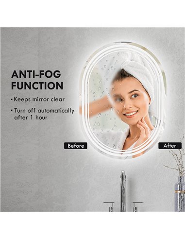 kleankin 700 x 500mm Bathroom Mirror with LED Lights Makeup Mirror with Anti-fog Touch, Switch, Vertical or Horizontal 834-656V0