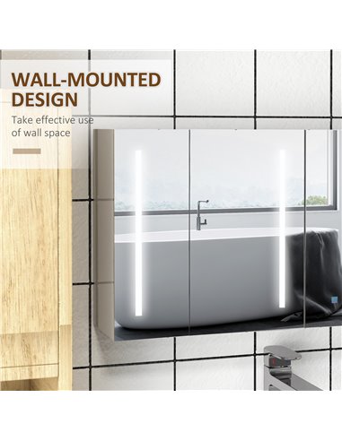 Kleankin Bathroom Wall Wardrobe with Light, White 834-641V00WT