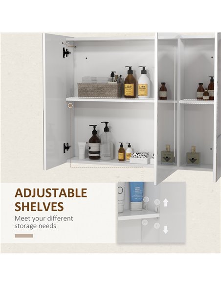 Kleankin Bathroom Wall Wardrobe with Light, Bathroom Storage Cupboard with USB Charge, Adjustable Shelf, 90L x 15H x 70Dcm, Whit - pic 37475 | FastDaddyshop