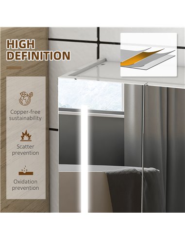Kleankin Bathroom Wall Wardrobe with Light, Bathroom Storage Cupboard with USB Charge, Adjustable Shelf, 90L x 15H x 70Dcm, Whit