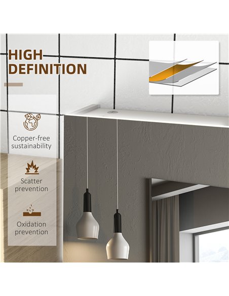 kleankin Bathroom Mirror Cabinet with Light, Bathroom Storage Cupboard with Adjustable Shelf, USB Charge, 90x15x70cm, White 834- - pic 37486 | FastDaddyshop