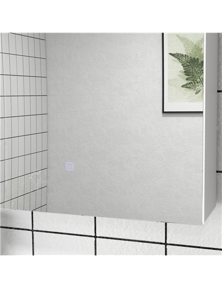 kleankin Bathroom Mirror Cabinet with Light, Bathroom Storage Cupboard with Adjustable Shelf, USB Charge, 90x15x70cm, White 834- - pic 37487 | FastDaddyshop