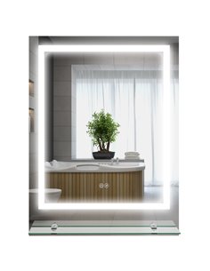 Kleankin LED Bathroom Mirror with Lights and Shelf, Anti-Fog 834-663V01CR