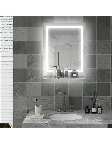 Kleankin LED Bathroom Mirror with Lights and Shelf, Anti-Fog 834-663V00CR