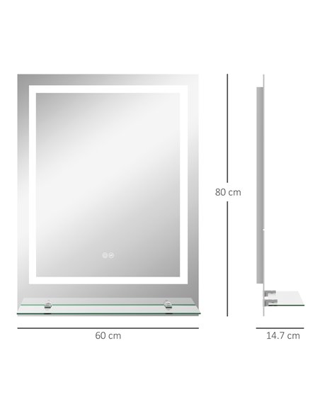 Kleankin LED Bathroom Mirror with Lights and Shelf, Anti-Fog 834-663V00CR - pic 37499 | FastDaddyshop