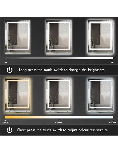Kleankin LED Bathroom Mirror with Lights and Shelf, Anti-Fog 834-663V00CR