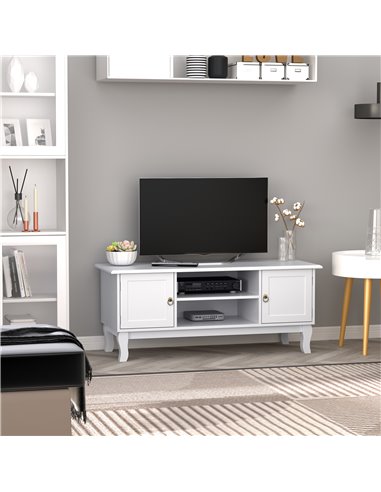 HOMCOM TV Stand Unit Corner Table, MDF, White 833-410