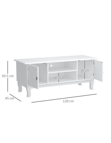 HOMCOM TV Stand Unit Corner Table, MDF, White 833-410