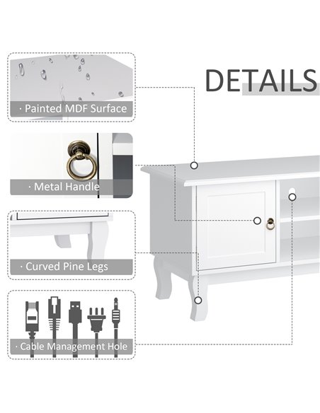 HOMCOM TV Stand Unit Corner Table, MDF, White 833-410 - pic 37509 | FastDaddyshop