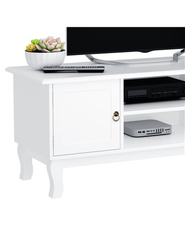 HOMCOM TV Stand Unit Corner Table, MDF, White 833-410