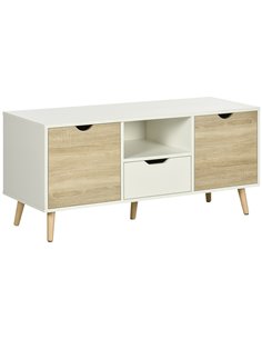HOMCOM TV Stand Cabinet for TVs up to 50 Inch, Natural & White 838-180ND