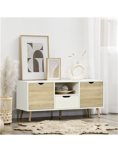 HOMCOM TV Stand Cabinet for TVs up to 50 Inch, Natural & White 838-180ND