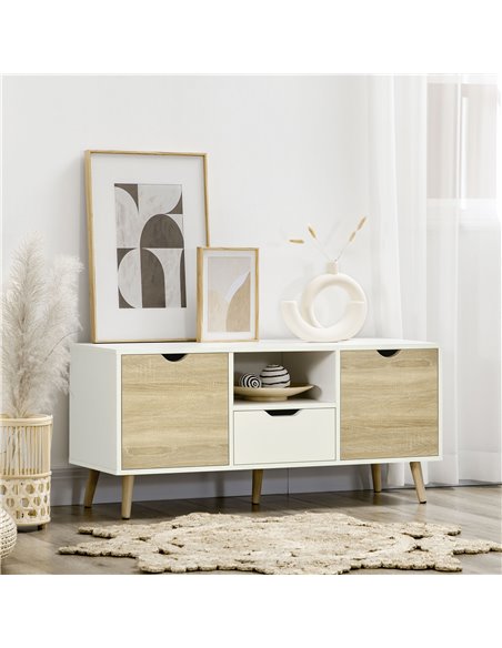 HOMCOM TV Stand Cabinet for TVs up to 50 Inch, Natural & White 838-180ND - pic 37516 | FastDaddyshop