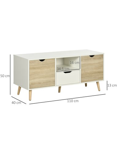 HOMCOM TV Stand Cabinet for TVs up to 50 Inch, Natural & White 838-180ND