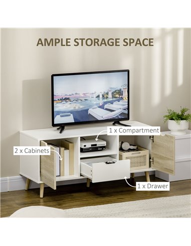 HOMCOM TV Stand Cabinet for TVs up to 50 Inch, Natural & White 838-180ND