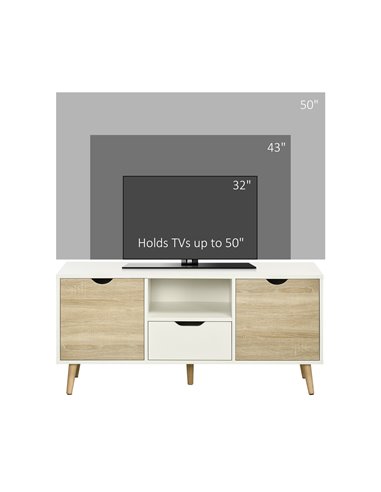 HOMCOM TV Stand Cabinet for TVs up to 50 Inch, Entertainment Center with Storage  Drawer for Living Room and Bedroom, Natural 83