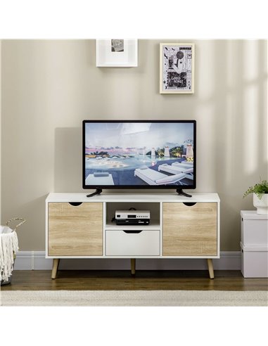 HOMCOM TV Stand Cabinet for TVs up to 50 Inch, Entertainment Center with Storage  Drawer for Living Room and Bedroom, Natural 83