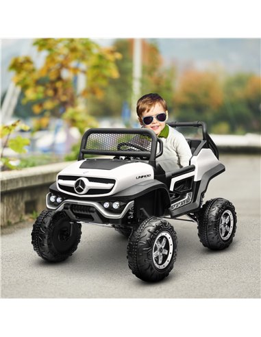 HOMCOM 12V Licensed Mercedes-Benz Kids Electric Ride On Car, White 370-266V70WT