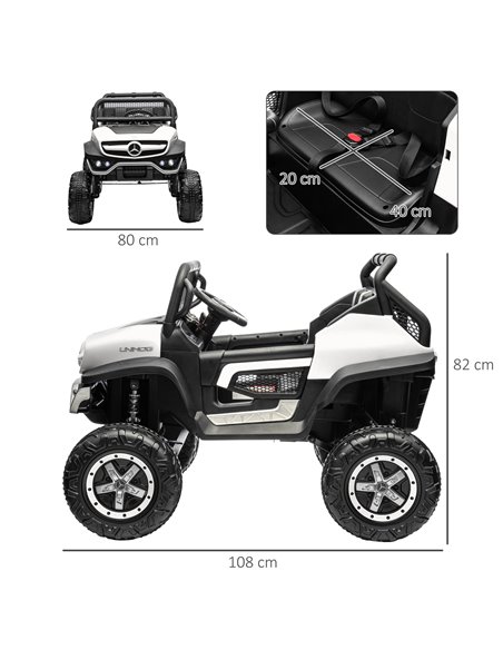 HOMCOM 12V Licensed Mercedes-Benz Kids Electric Ride On Car, White 370-266V70WT - pic 37544 | FastDaddyshop