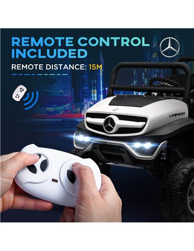 HOMCOM 12V Licensed Mercedes-Benz Kids Electric Ride On Car, Battery Powered Off-road Toy with Remote Control, Horns, Lights 370