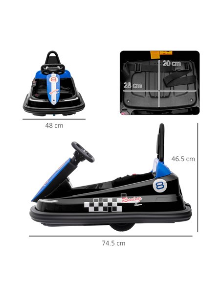 HOMCOM Electric Kids Bumper Car, 6V 360-Degree Rotation Waltzer Car, Black 370-282V70BK - pic 37553 | FastDaddyshop