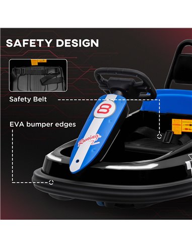 HOMCOM Electric Kids Bumper Car, 6V 360-Degree Rotation Waltzer Car, Battery Powered Ride on Car w/ 2 Speeds, Music, Gift for 18