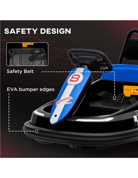 HOMCOM Electric Kids Bumper Car, 6V 360-Degree Rotation Waltzer Car, Battery Powered Ride on Car w/ 2 Speeds, Music, Gift for 18 - pic 37556 | FastDaddyshop