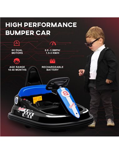 HOMCOM Electric Kids Bumper Car, 6V 360-Degree Rotation Waltzer Car, Battery Powered Ride on Car w/ 2 Speeds, Music, Gift for 18