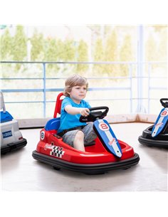 HOMCOM Electric Kids Bumper Car, 6V 360-Degree Rotation Waltzer Car, Red 370-282V70RD 2