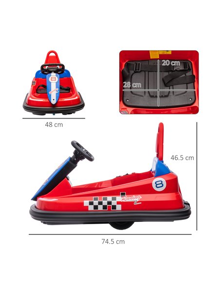 HOMCOM Electric Kids Bumper Car, 6V 360-Degree Rotation Waltzer Car, Red 370-282V70RD - pic 37562 | FastDaddyshop