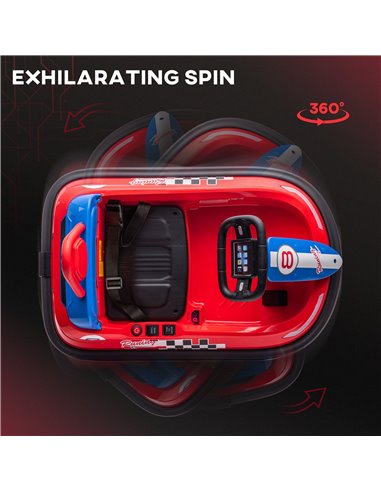 HOMCOM Electric Kids Bumper Car, 6V 360-Degree Rotation Waltzer Car, Battery Powered Ride on Car w/ 2 Speeds, Music, Gift for 18