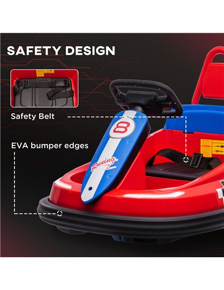 HOMCOM Electric Kids Bumper Car, 6V 360-Degree Rotation Waltzer Car, Battery Powered Ride on Car w/ 2 Speeds, Music, Gift for 18 - pic 37565 | FastDaddyshop
