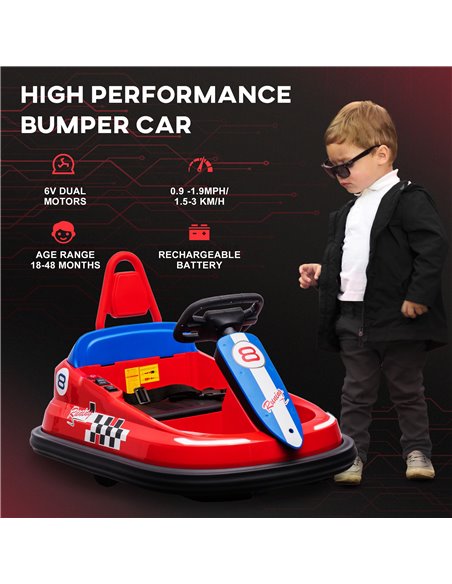HOMCOM Electric Kids Bumper Car, 6V 360-Degree Rotation Waltzer Car, Battery Powered Ride on Car w/ 2 Speeds, Music, Gift for 18 - pic 37566 | FastDaddyshop