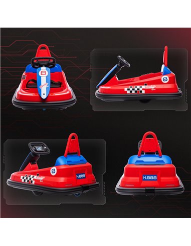 HOMCOM Electric Kids Bumper Car, 6V 360-Degree Rotation Waltzer Car, Battery Powered Ride on Car w/ 2 Speeds, Music, Gift for 18