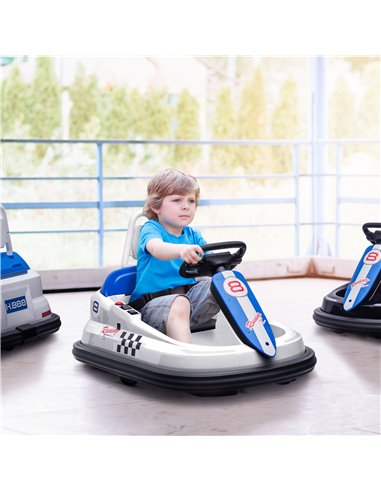 HOMCOM Electric Kids Bumper Car, 6V 360-Degree Rotation Waltzer Car, White 370-282V70WT