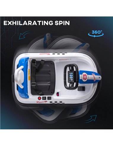 HOMCOM Electric Kids Bumper Car, 6V 360-Degree Rotation Waltzer Car, White 370-282V70WT