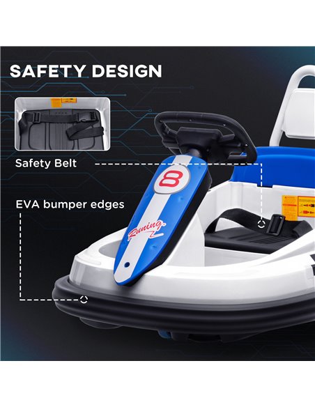 HOMCOM Electric Kids Bumper Car, 6V 360-Degree Rotation Waltzer Car, Battery Powered Ride on Car w/ Music, Horn, Lights for 18-4 - pic 37574 | FastDaddyshop