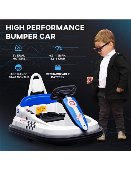 HOMCOM Electric Kids Bumper Car, 6V 360-Degree Rotation Waltzer Car, Battery Powered Ride on Car w/ Music, Horn, Lights for 18-4 - pic 37575 | FastDaddyshop
