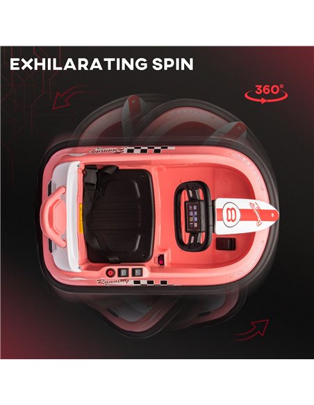 HOMCOM Electric Kids Bumper Car, 6V 360-Degree Rotation Waltzer Car, Pink 370-282V70PK - pic 37581 | FastDaddyshop