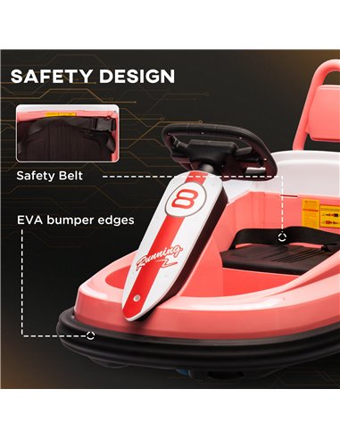 HOMCOM Electric Kids Bumper Car, 6V 360-Degree Rotation Waltzer Car, Battery Powered Ride on Car w/ 2 Speeds, Music, Horn, Gift 