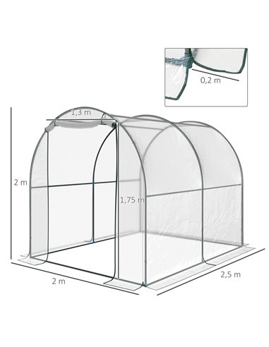 Outsunny Walk-in Polytunnel Greenhouse with Roll-up Door 01-0467