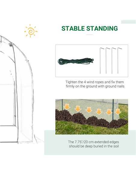 Outsunny Walk-in Polytunnel Greenhouse with Roll-up Door Transparent Tunnel Greenhouse with Steel Frame and PVC Cover, 2.5 x 2m  - pic 37591 | FastDaddyshop