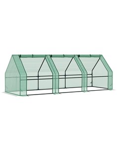 Outsunny 270 x 90 x 90 cm Steel Frame Poly Tunnel Steeple Greenhouse - Green 01-0469