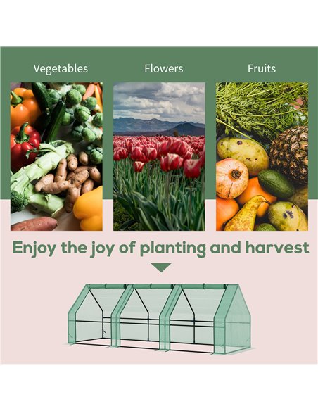 Outsunny 270 x 90 x 90 cm Steel Frame Poly Tunnel Steeple Greenhouse - Green 01-0469 - pic 37601 | FastDaddyshop