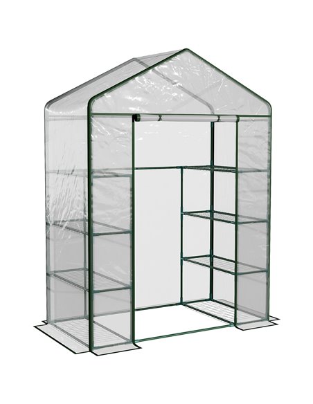 Outsunny 4 Tiers 8 Shelves Metal Frame Walk in Portable Greenhouse Transparent 143 L x 73W x 195H cm 01-0482 - pic 37605 | FastDaddyshop