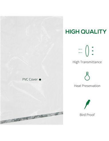 Outsunny 4 Tiers 8 Shelves Metal Frame Walk in Portable Greenhouse Transparent 143 L x 73W x 195H cm 01-0482